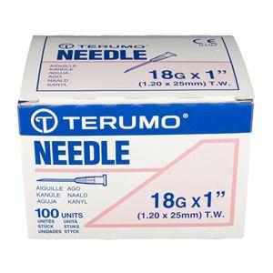 Terumo Needles 18 Gauge 1 inch Box of 100 TW
