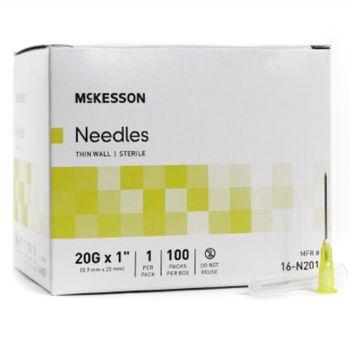 McKesson (Nipro) Needles Thin Wall 20 Gauge 1" Box of 100