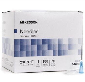 McKesson Needles Thin Wall 23 gauge 1 inch Box of 100